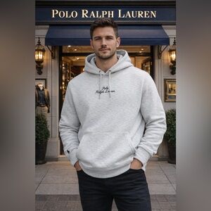 Polo by Ralph Lauren Heather Light Gray Pullover Hoodie ptp 25”